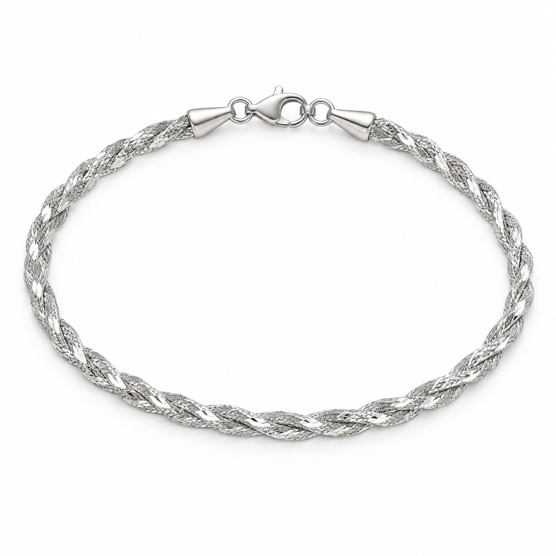 925 Sterling Silver Women's Silver Twisted Rope Link Anklet - Image 1