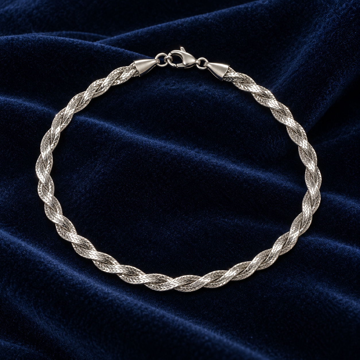 925 Sterling Silver Women's Silver Twisted Rope Link Anklet - Image 2