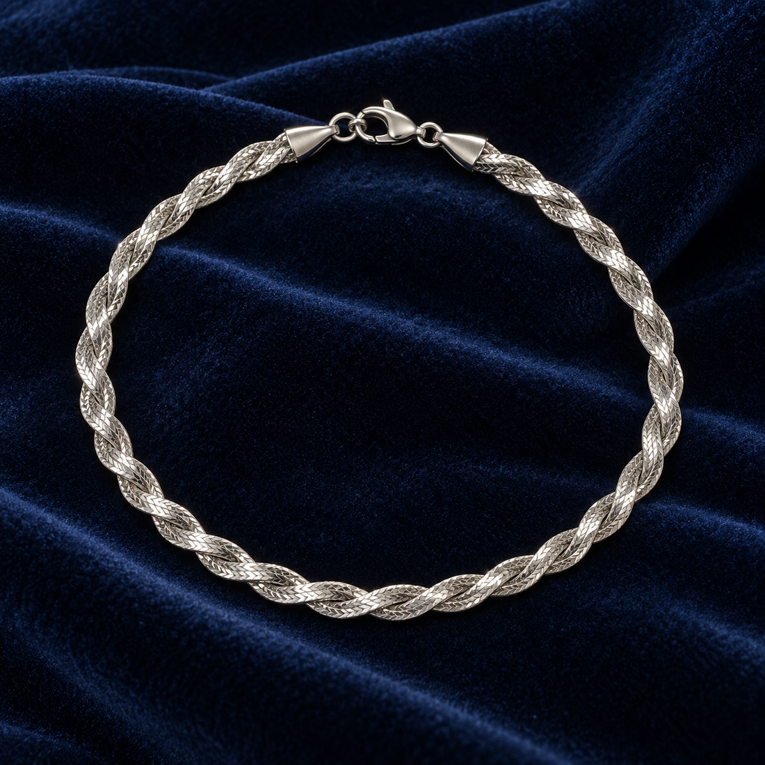 925 Sterling Silver Women's Silver Twisted Rope Link Anklet - Image 2