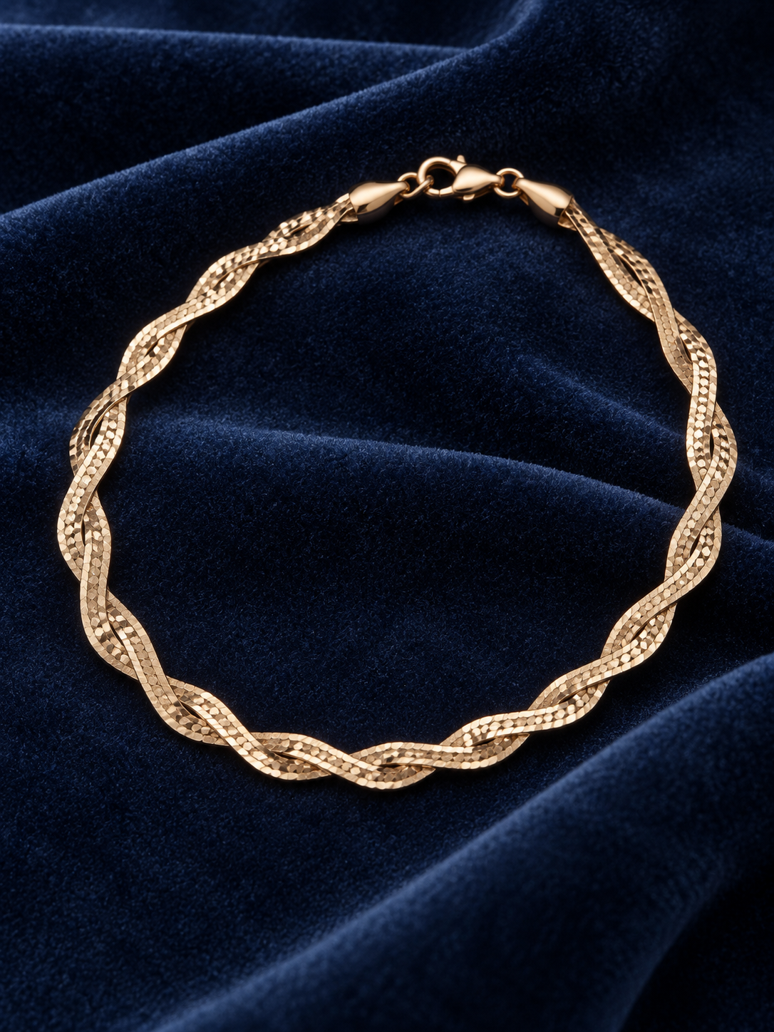 925 Sterling Silver Women's Rose Gold Marquise Twist Link Anklet - Image 2