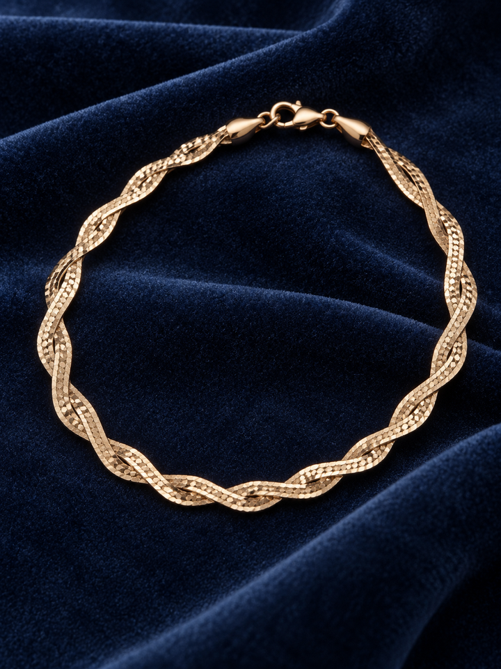 925 Sterling Silver Women's Rose Gold Marquise Twist Link Anklet - Image 2