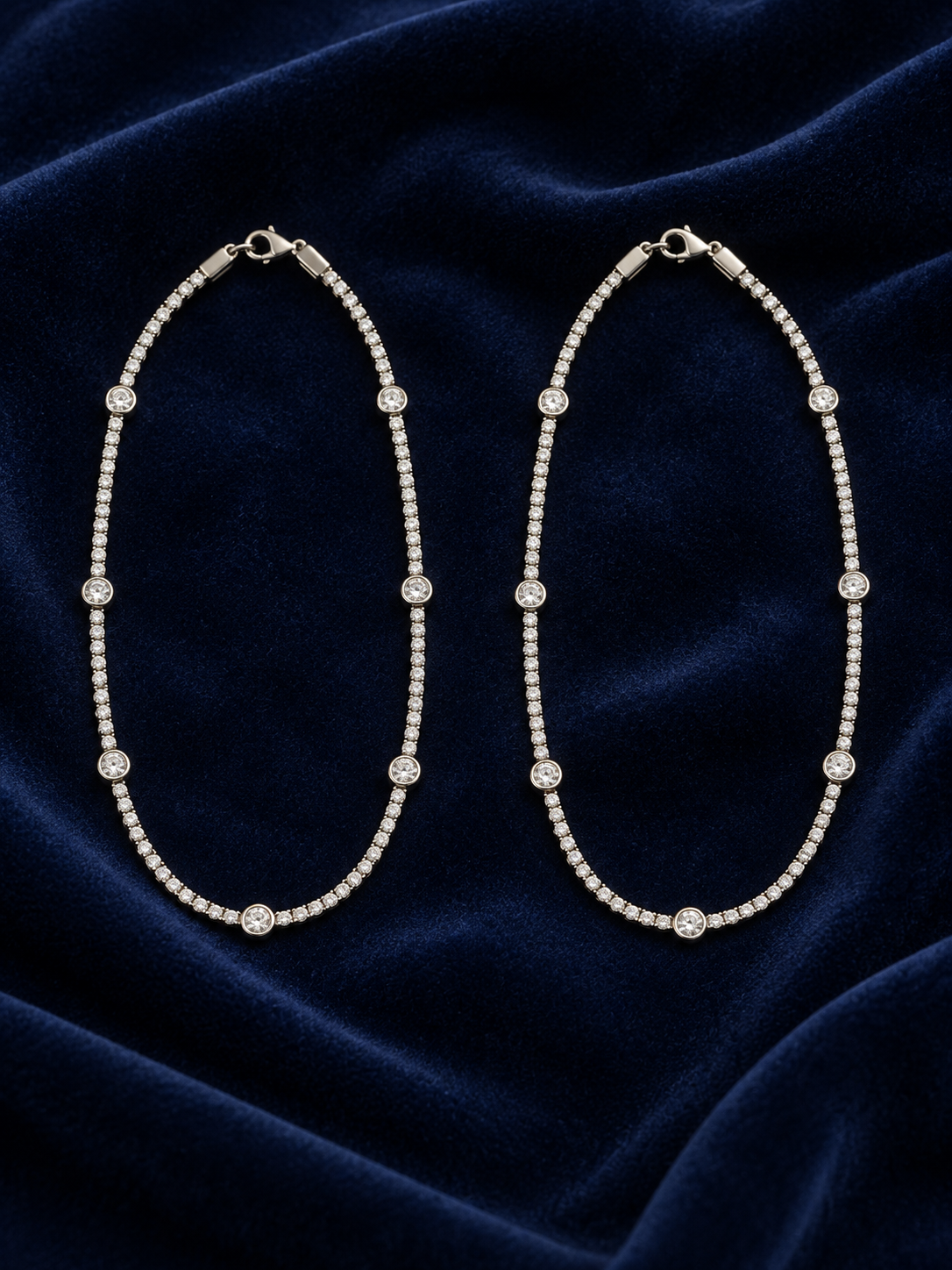 925 Sterling Silver Women's Silver Beaded Tennis Anklet - Image 2