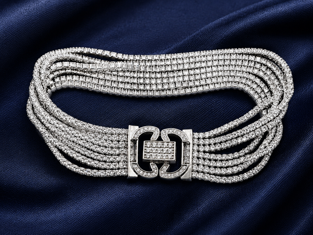 925 Sterling Silver 7-line 1mm Tennis Bracelet - Silver Finish - alternate view