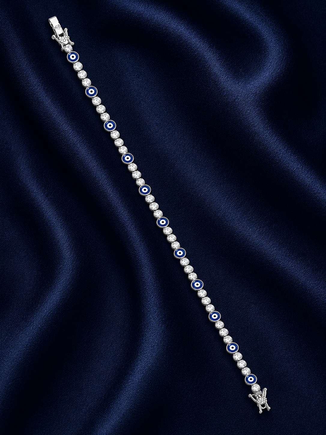 925 Sterling Silver Classic Tennis Bracelet - Silver Finish - front view