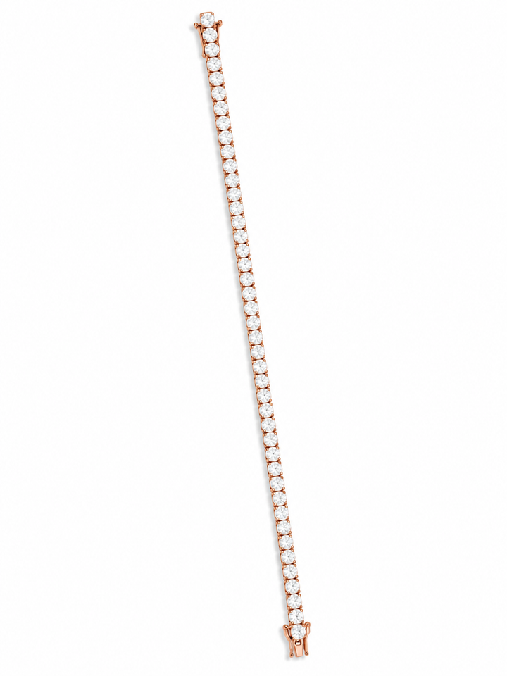 925 Sterling Silver 4mm Bracelet - Rose Gold Finish - front view