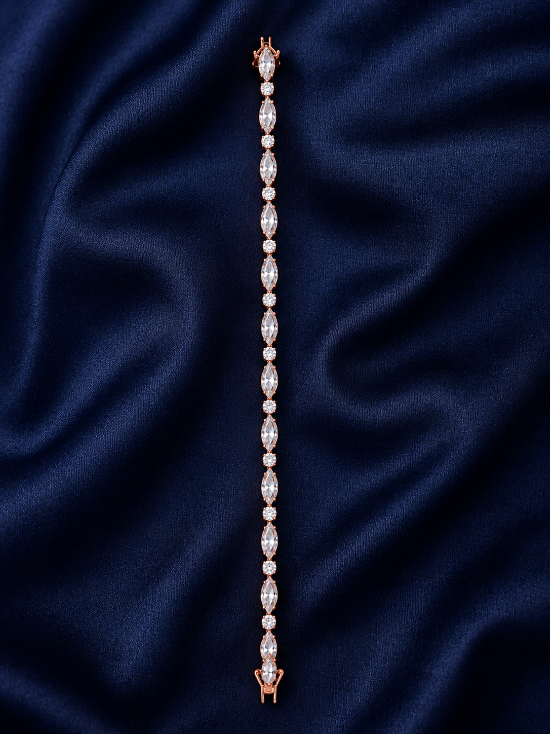 925 Sterling Silver Classic Tennis Bracelet - Rose Gold Finish - alternate view
