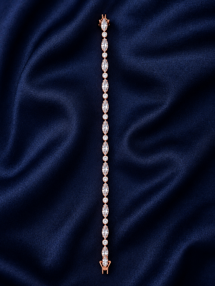 925 Sterling Silver Classic Tennis Bracelet - Rose Gold Finish - alternate view