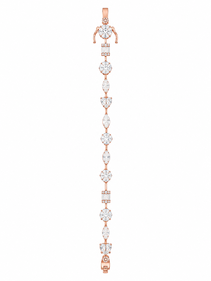 925 Sterling Silver Classic Tennis Bracelet - Rose Gold Finish - front view