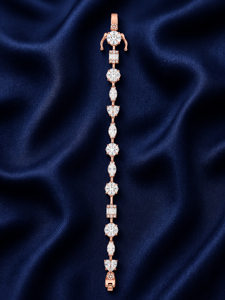 925 Sterling Silver Classic Tennis Bracelet - Rose Gold Finish - alternate view