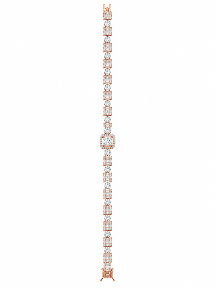 925 Sterling Silver Classic Tennis Bracelet - Rose Gold Finish - alternate view