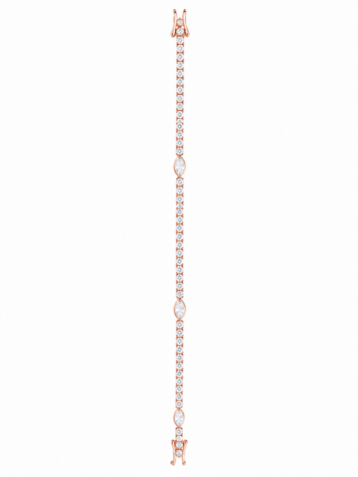925 Sterling Silver Classic Tennis Bracelet - Rose Gold Finish - front view