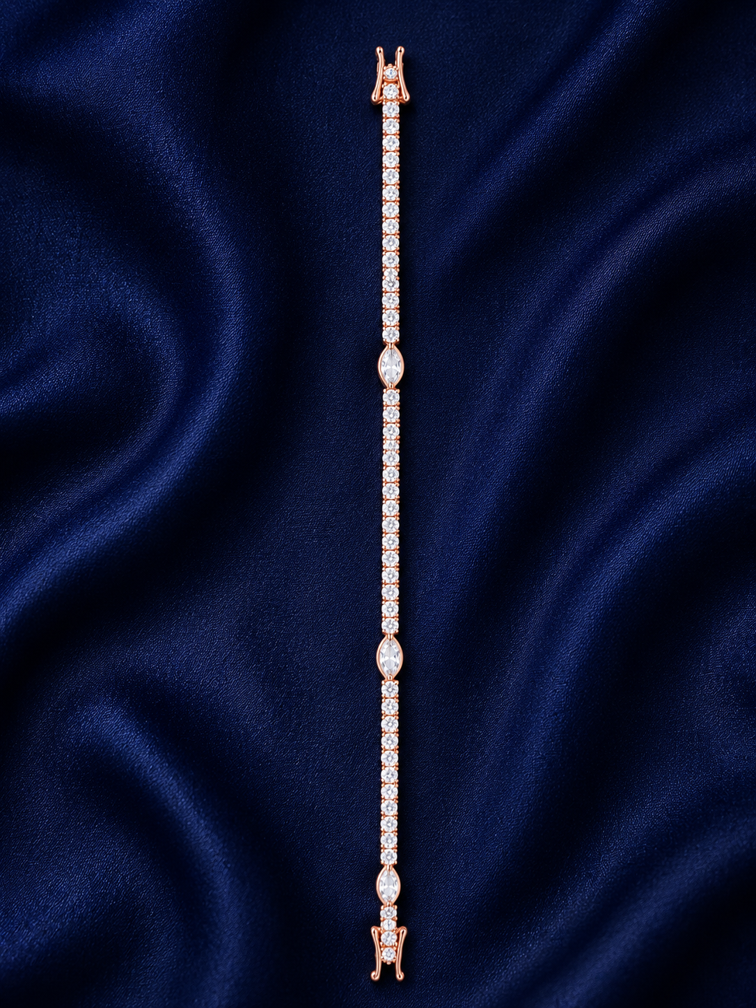 925 Sterling Silver Classic Tennis Bracelet - Rose Gold Finish - alternate view