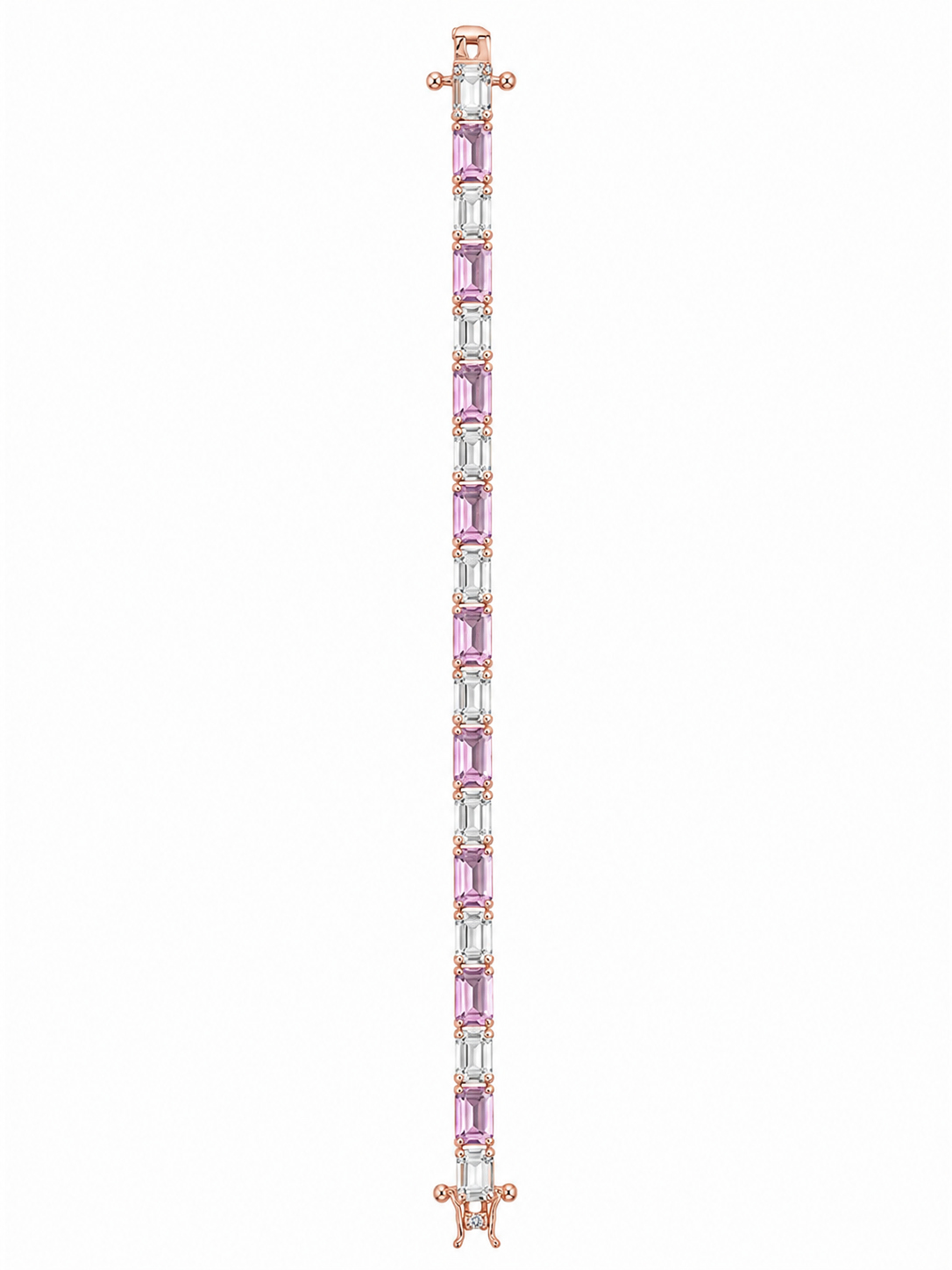 925 Sterling Silver Classic Tennis Bracelet - Rose Gold Finish - front view