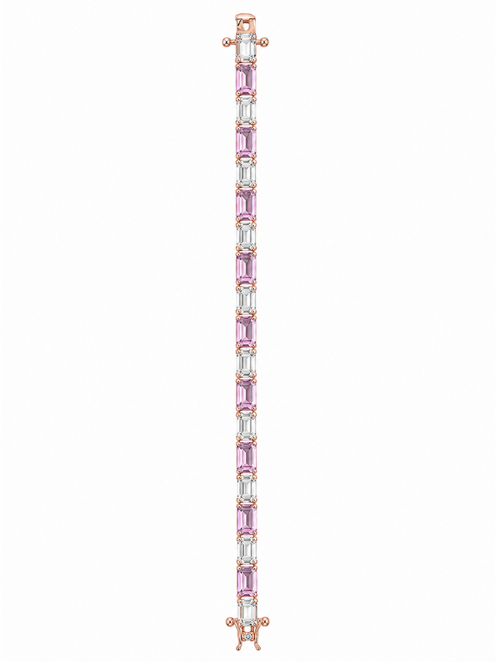 925 Sterling Silver Classic Tennis Bracelet - Rose Gold Finish - front view