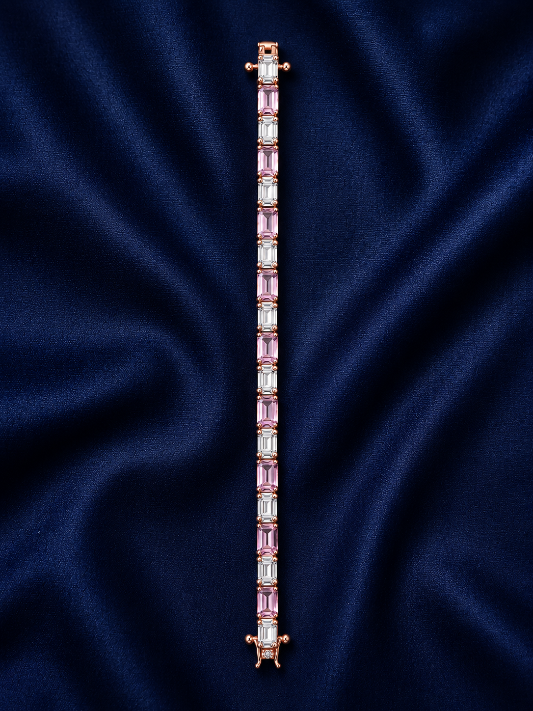 925 Sterling Silver Classic Tennis Bracelet - Rose Gold Finish - alternate view