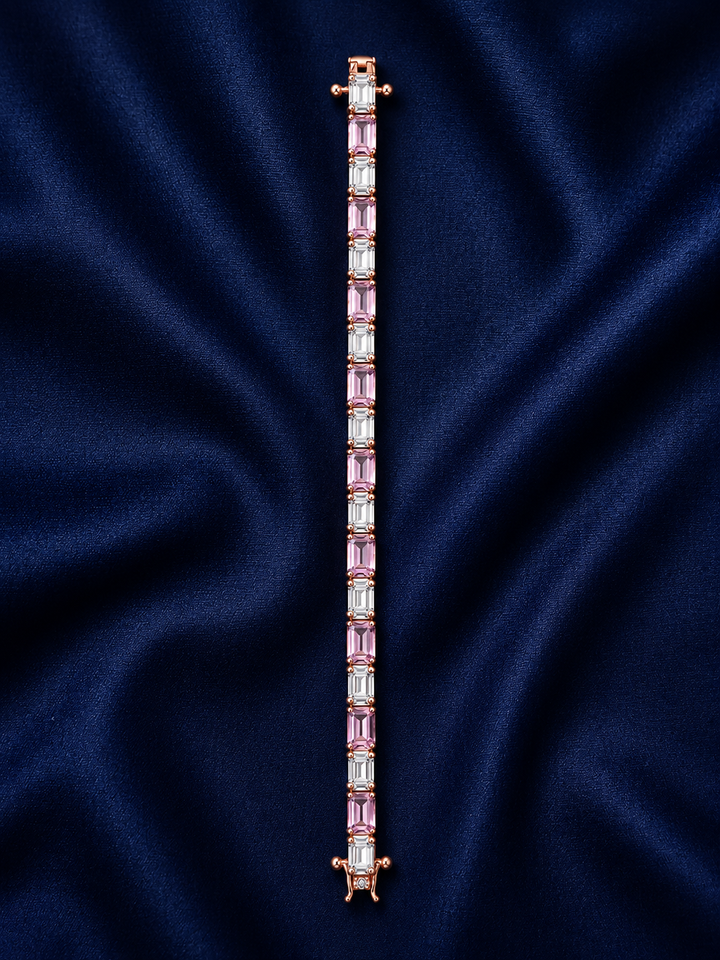 925 Sterling Silver Classic Tennis Bracelet - Rose Gold Finish - alternate view