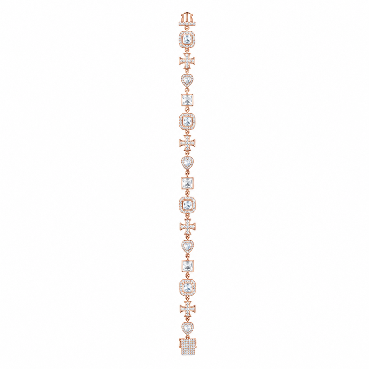 925 Sterling Silver Classic Tennis Bracelet - Rose Gold Finish - front view