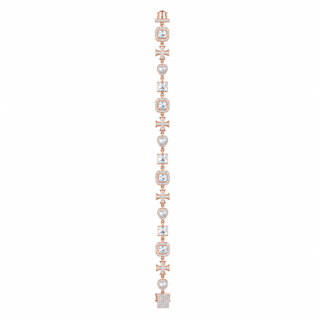 925 Sterling Silver Classic Tennis Bracelet - Rose Gold Finish - front view