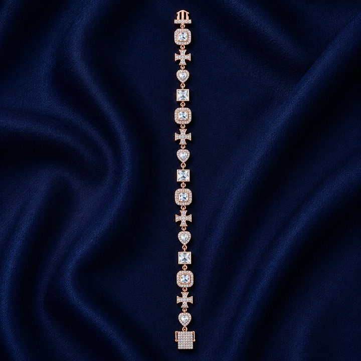 925 Sterling Silver Classic Tennis Bracelet - Rose Gold Finish - alternate view