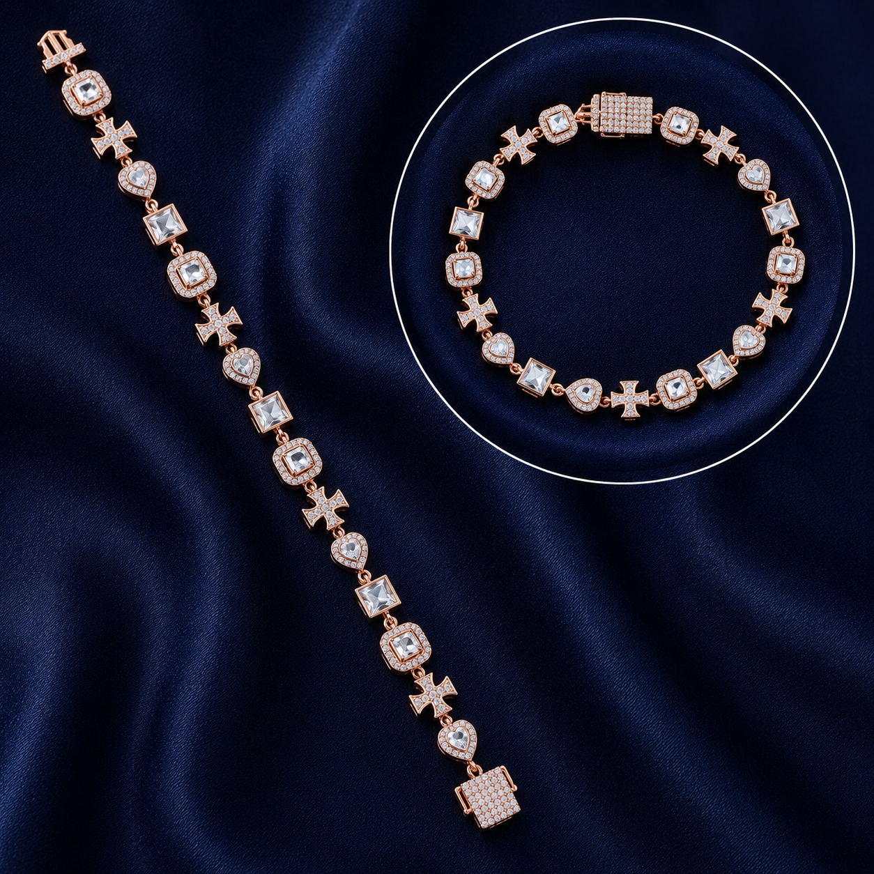 925 Sterling Silver Classic Tennis Bracelet - Rose Gold Finish - alternate view