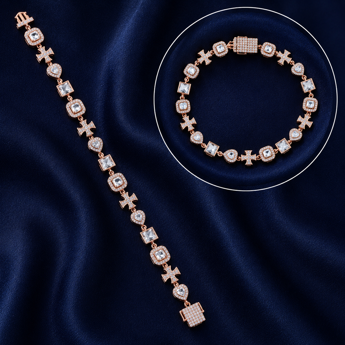 925 Sterling Silver Classic Tennis Bracelet - Rose Gold Finish - alternate view