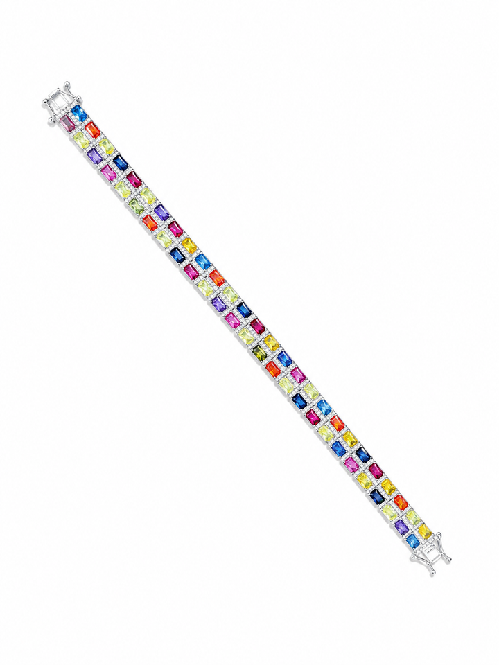 925 Sterling Silver Classic Tennis Bracelet - Silver Finish - front view