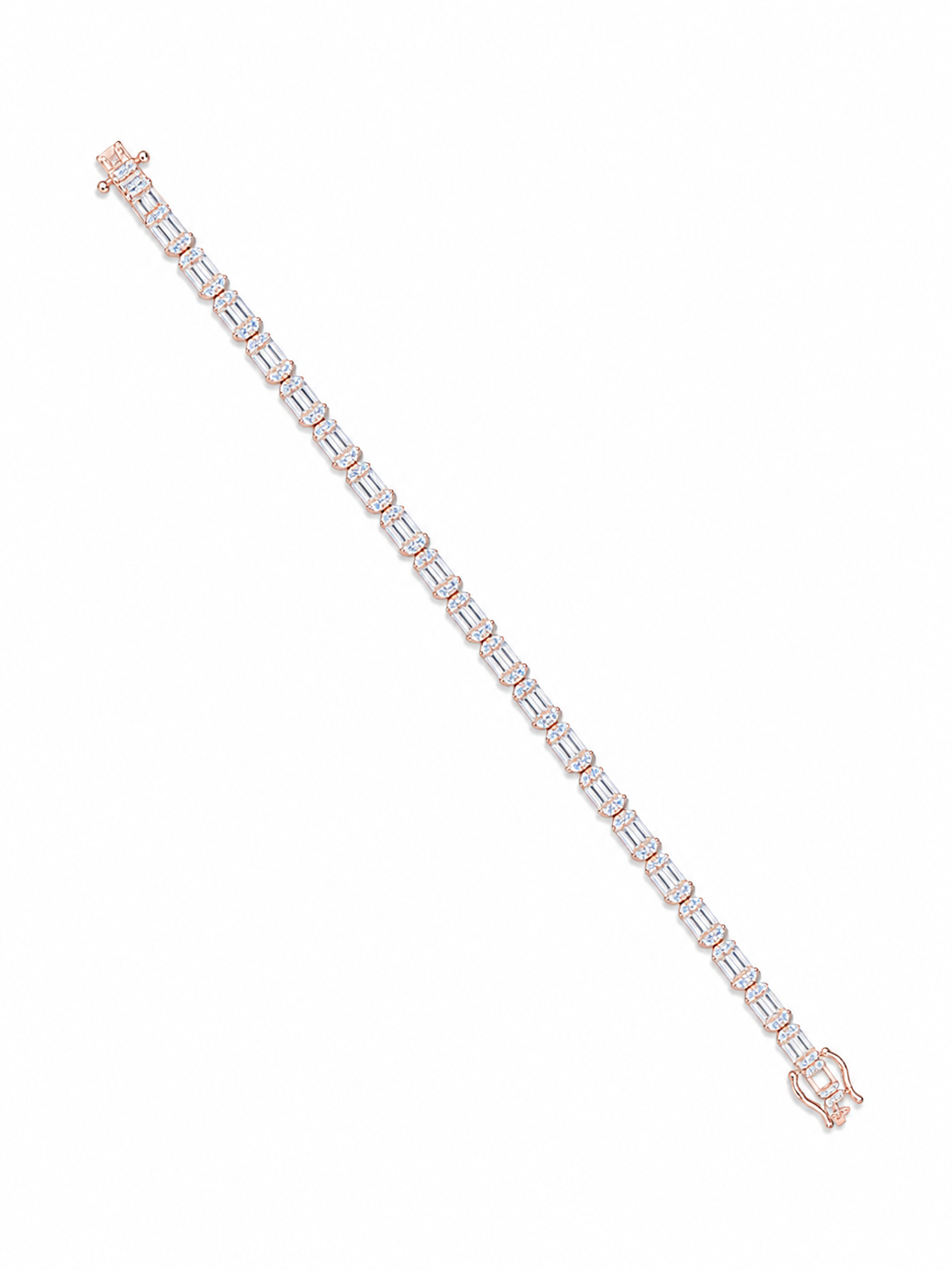 925 Sterling Silver Classic Tennis Bracelet - Rose Gold Finish - front view