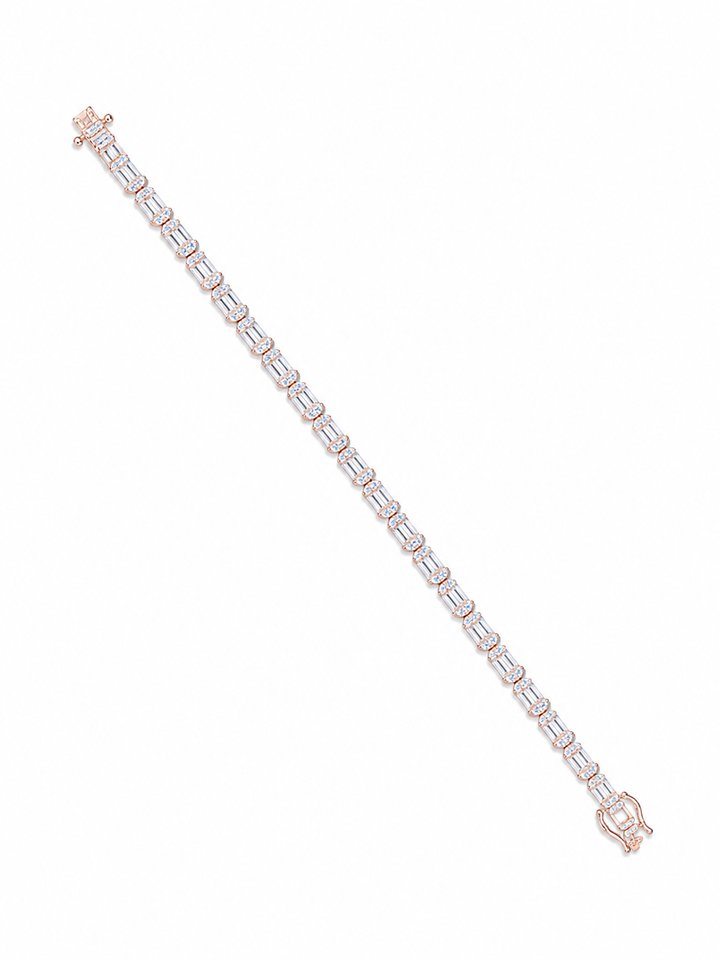 925 Sterling Silver Classic Tennis Bracelet - Rose Gold Finish - front view