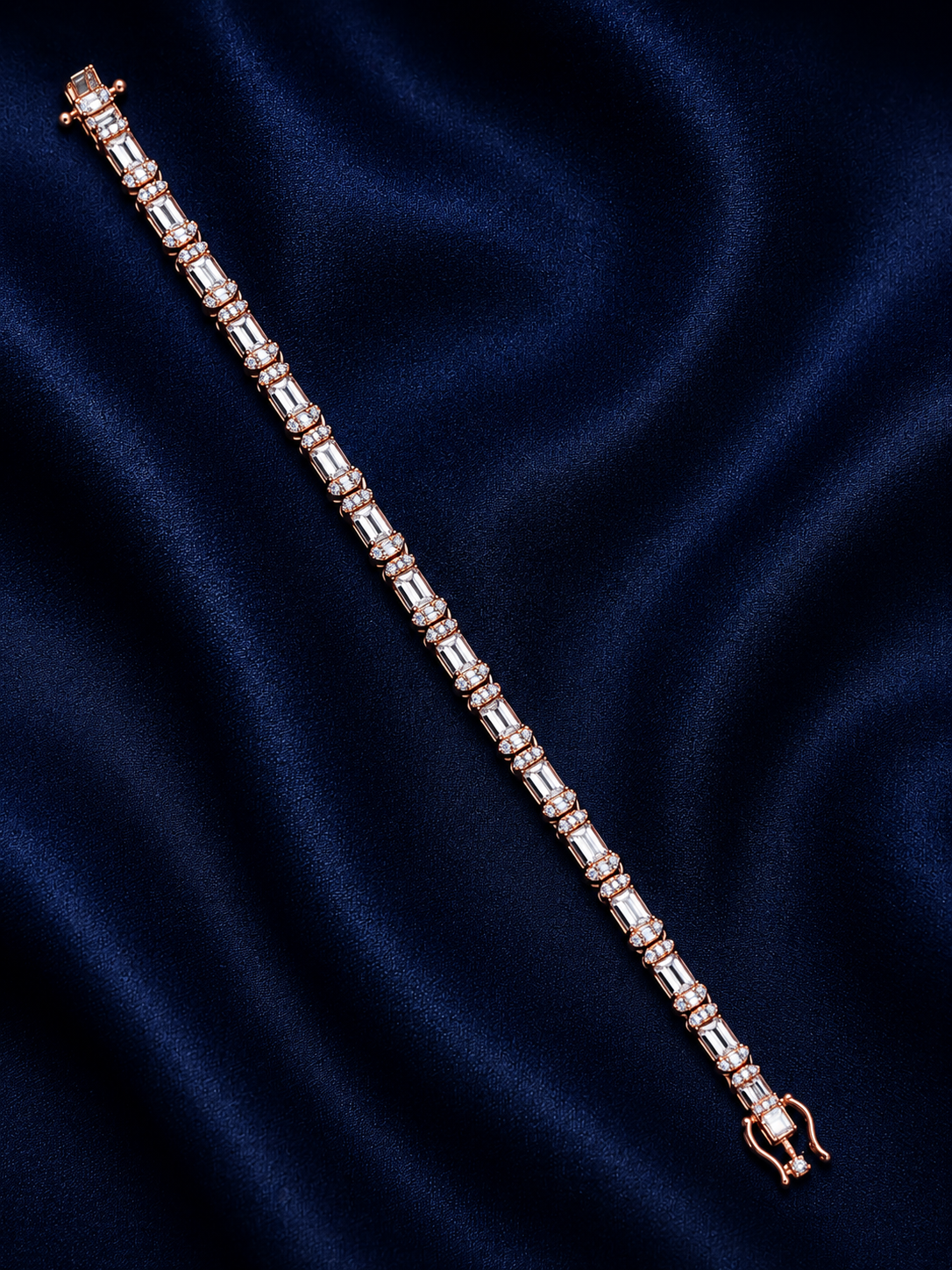 925 Sterling Silver Classic Tennis Bracelet - Rose Gold Finish - alternate view