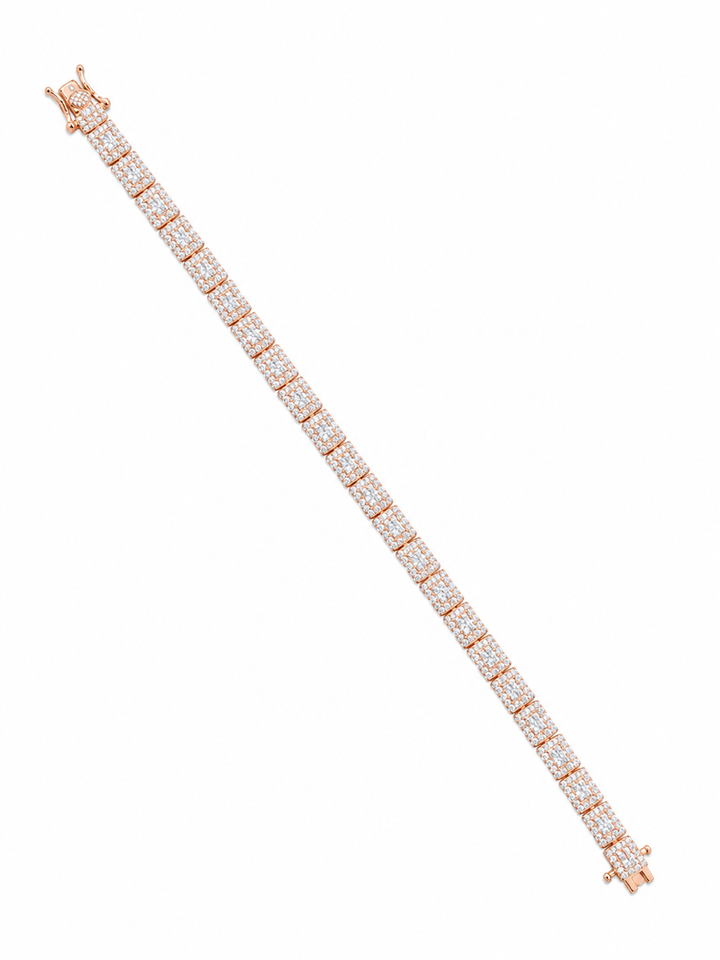 925 Sterling Silver Classic Tennis Bracelet - Rose Gold Finish - front view