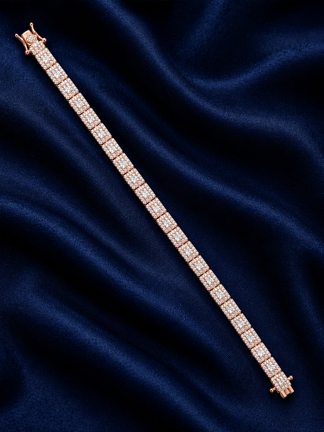 925 Sterling Silver Classic Tennis Bracelet - Rose Gold Finish - alternate view