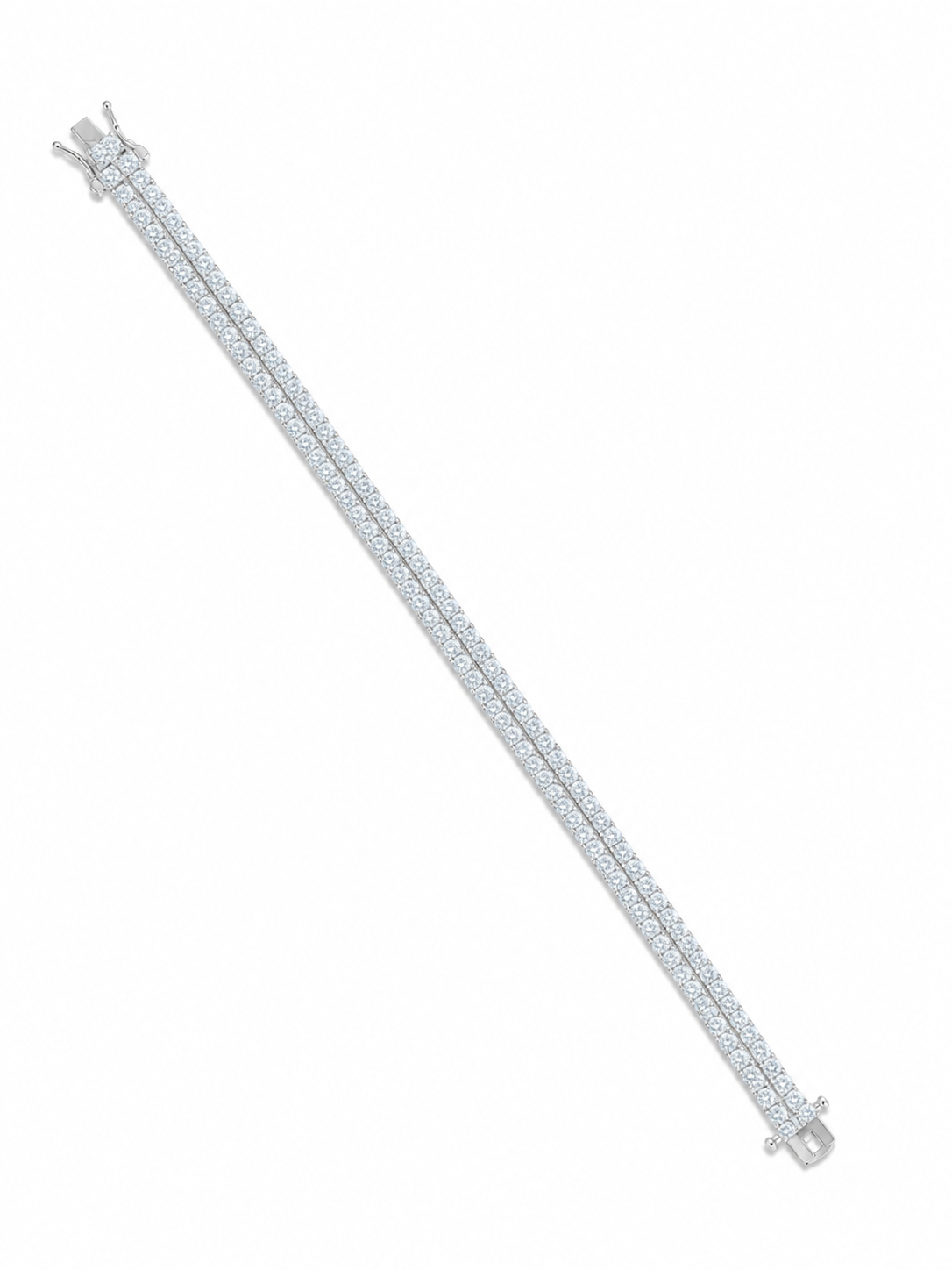 925 Sterling Silver Classic Tennis Bracelet - Silver Finish - front view