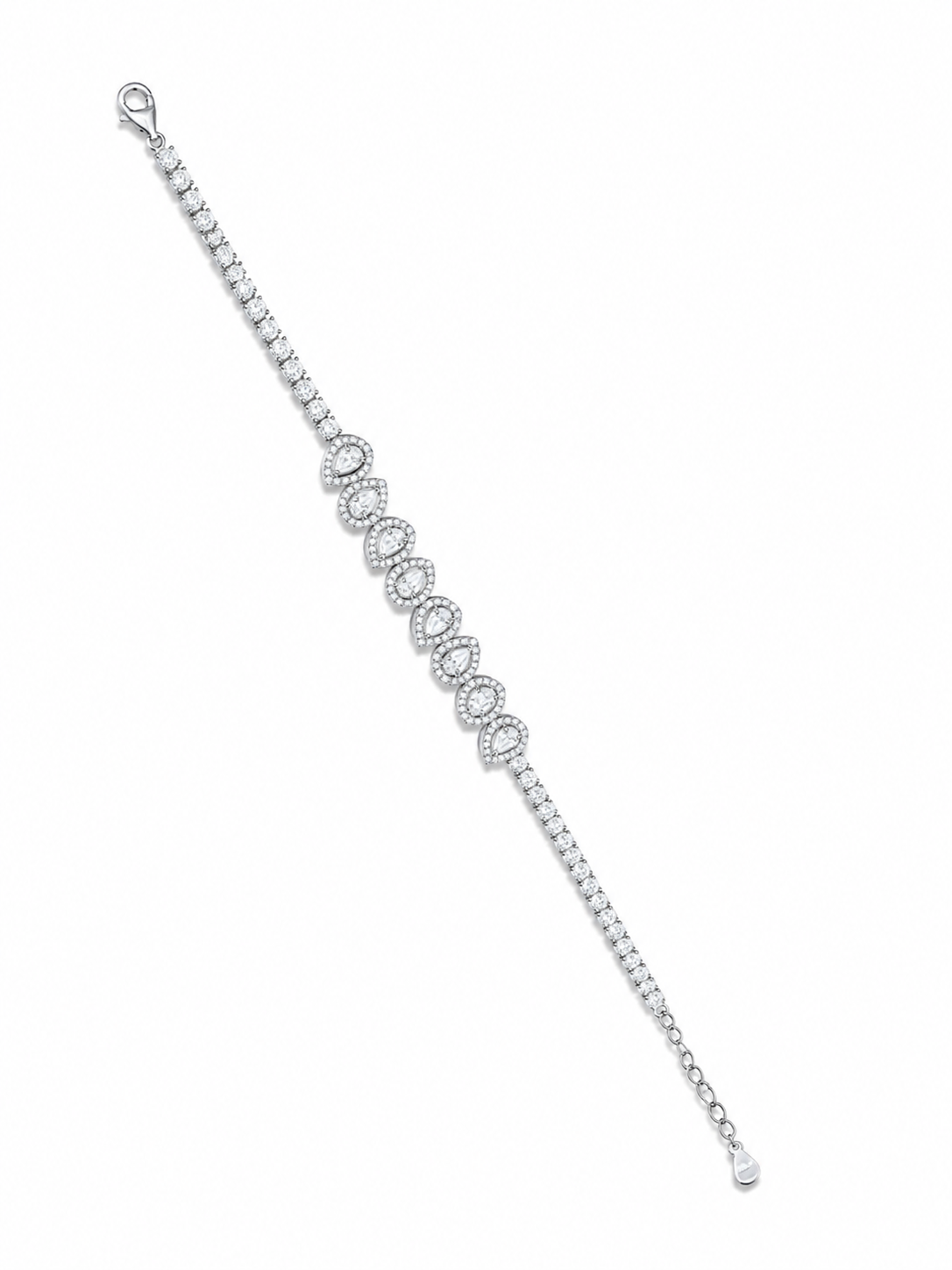 925 Sterling Silver Classic Tennis Bracelet - Silver Finish - front view