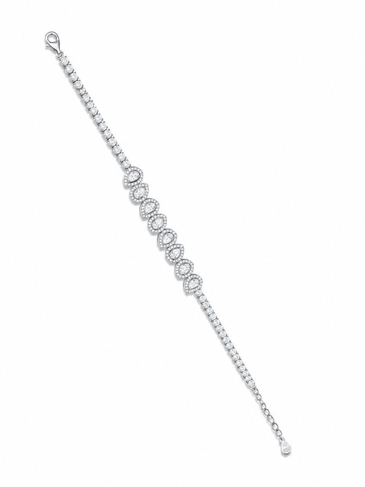 925 Sterling Silver Classic Tennis Bracelet - Silver Finish - front view