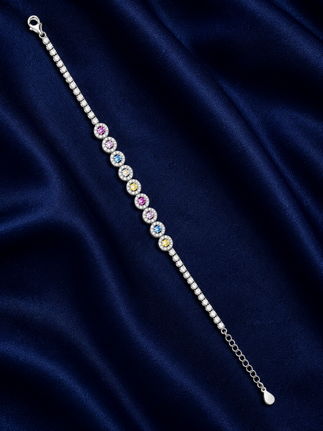 925 Sterling Silver Classic Tennis Bracelet - Silver Finish - front view