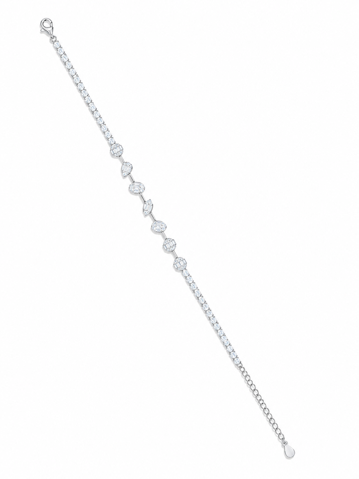 925 Sterling Silver Classic Tennis Bracelet - Silver Finish - front view