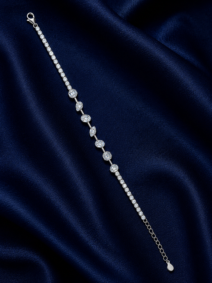 925 Sterling Silver Classic Tennis Bracelet - Silver Finish - alternate view