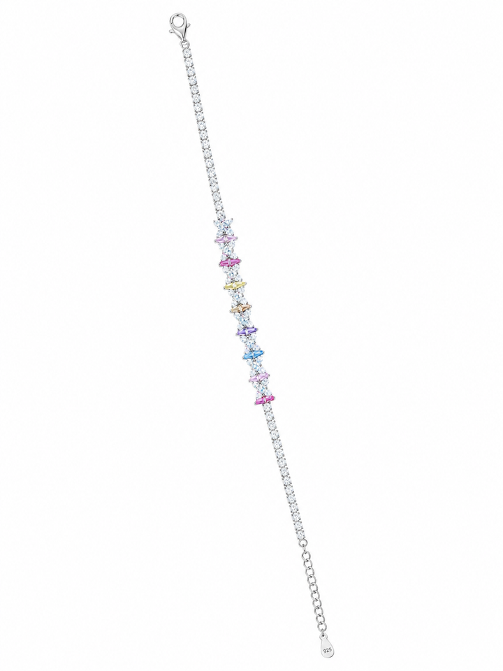 925 Sterling Silver Classic Tennis Bracelet - Silver Finish - front view