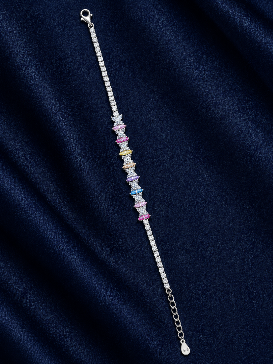 925 Sterling Silver Classic Tennis Bracelet - Silver Finish - alternate view