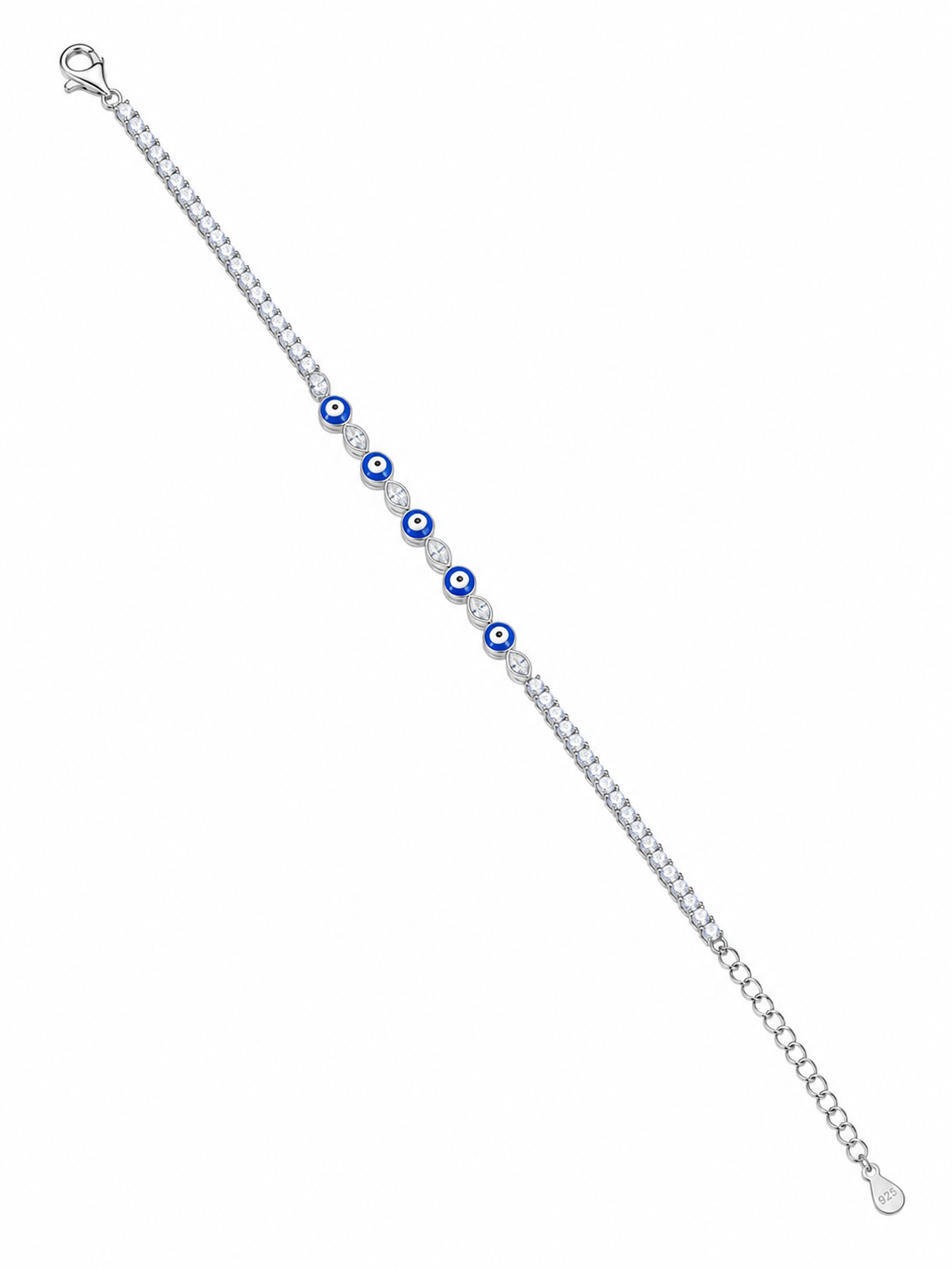 925 Sterling Silver Classic Tennis Bracelet - Silver Finish - front view