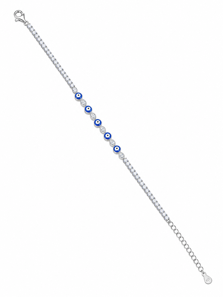 925 Sterling Silver Classic Tennis Bracelet - Silver Finish - front view