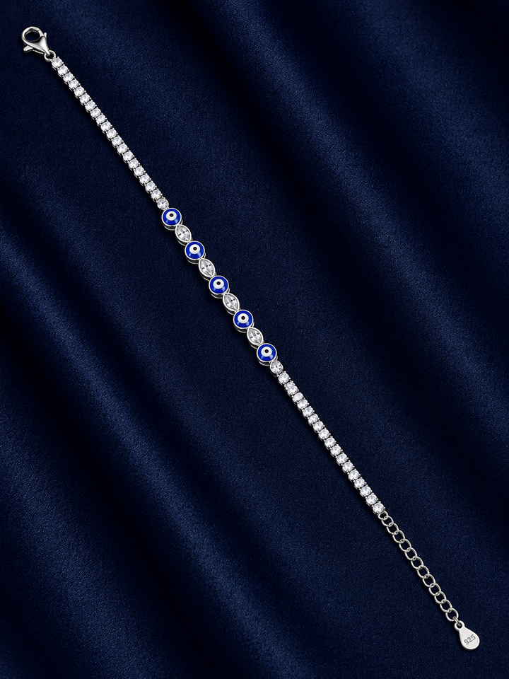 925 Sterling Silver Classic Tennis Bracelet - Silver Finish - alternate view