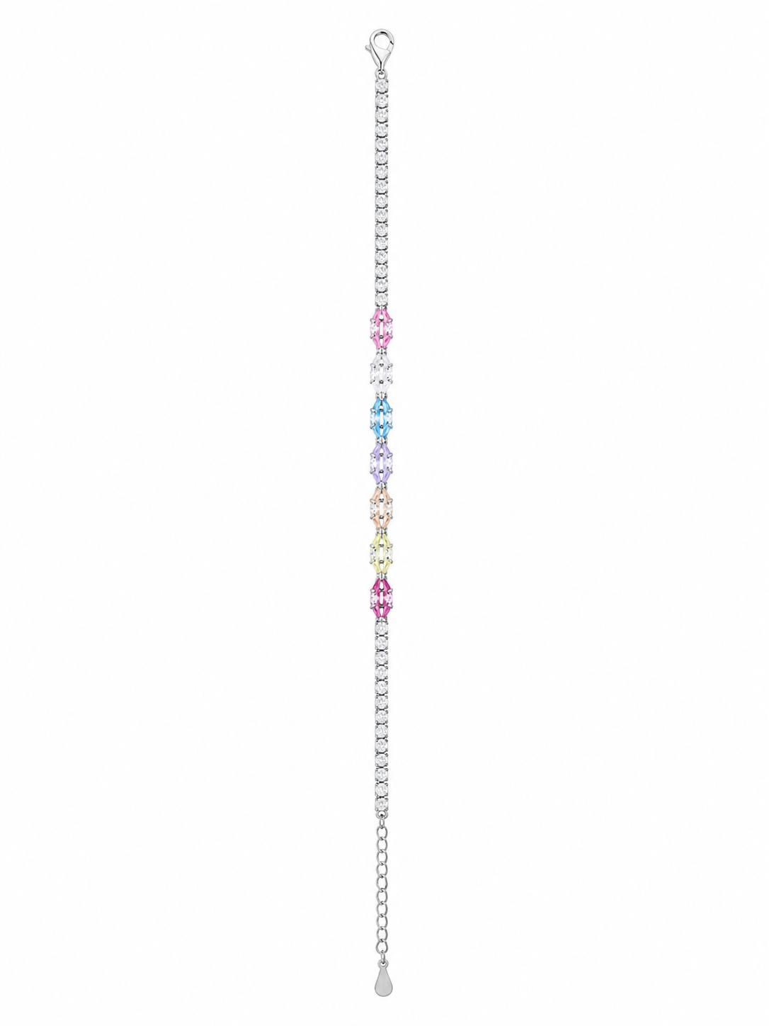 925 Sterling Silver Classic Tennis Bracelet - Silver Finish - front view