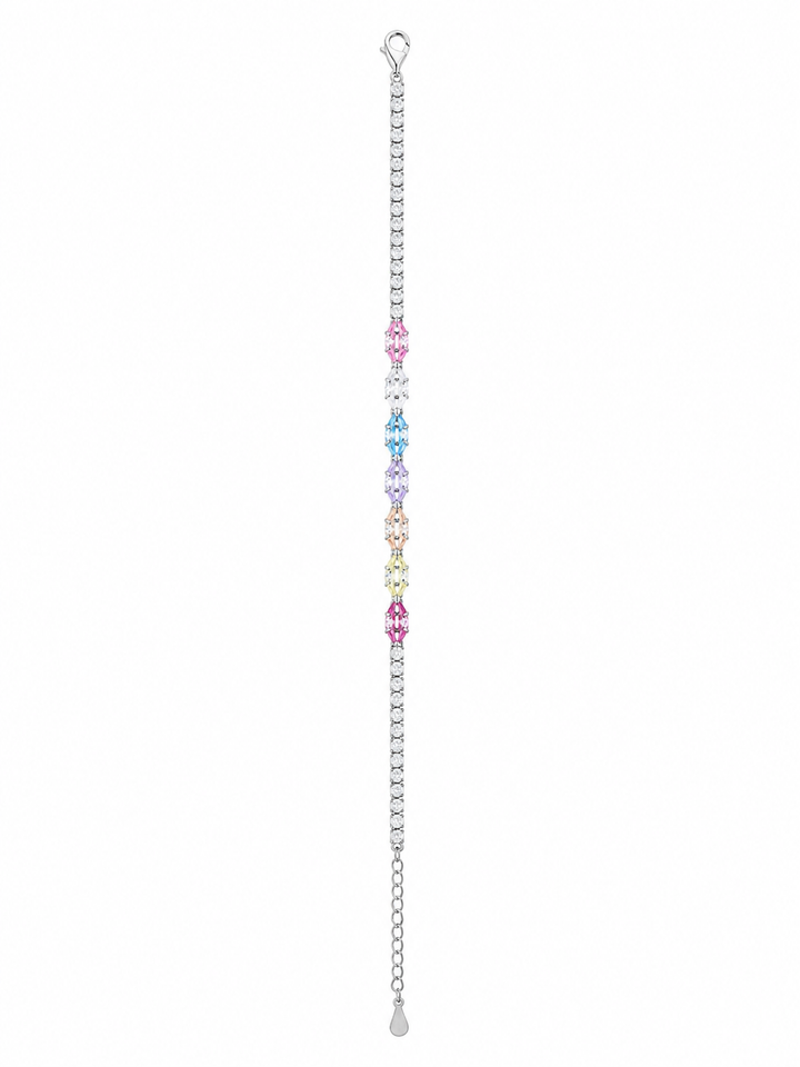 925 Sterling Silver Classic Tennis Bracelet - Silver Finish - front view