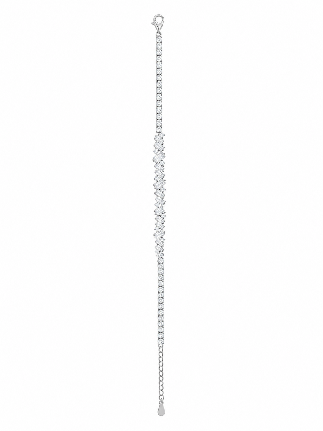 925 Sterling Silver Classic Tennis Bracelet - Silver Finish - front view