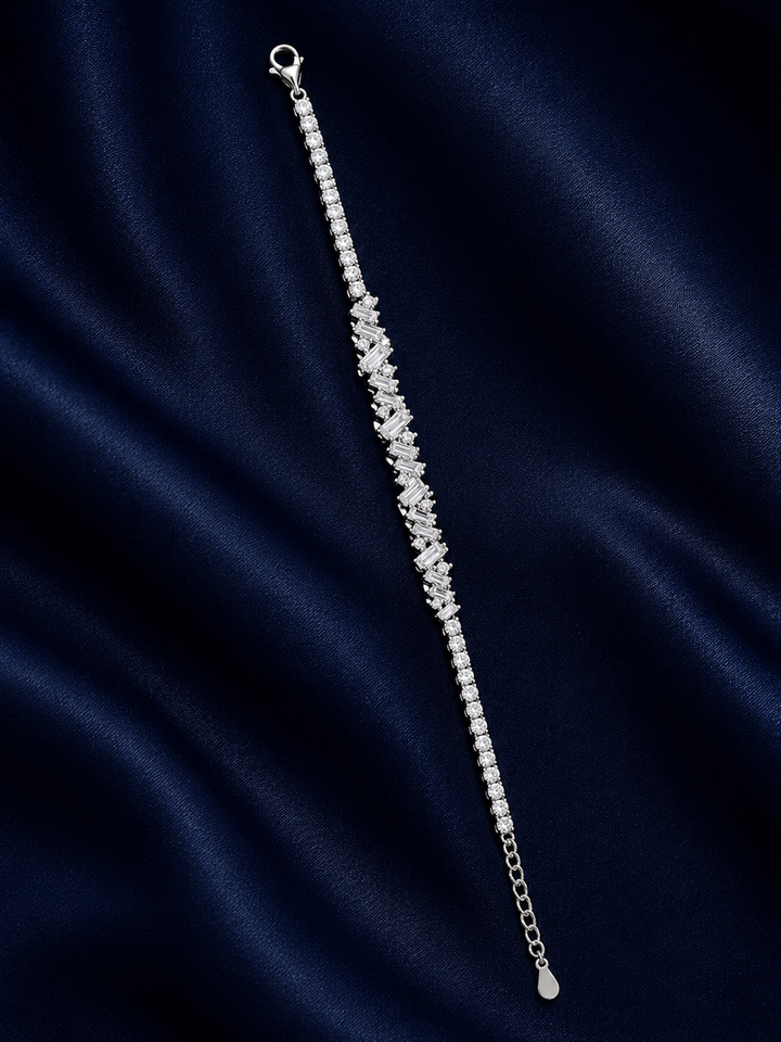 925 Sterling Silver Classic Tennis Bracelet - Silver Finish - alternate view