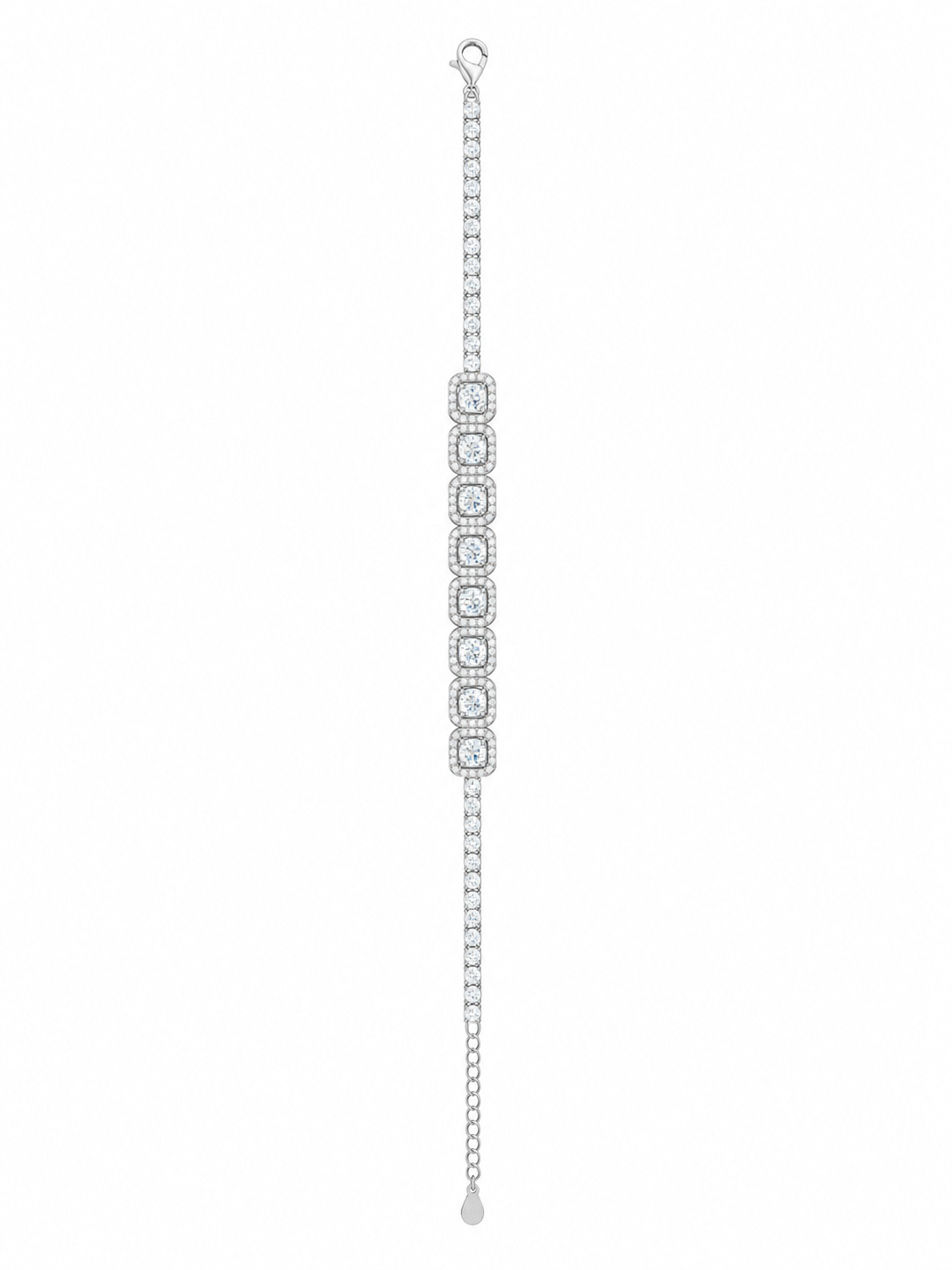 925 Sterling Silver Classic Tennis Bracelet - Silver Finish - front view