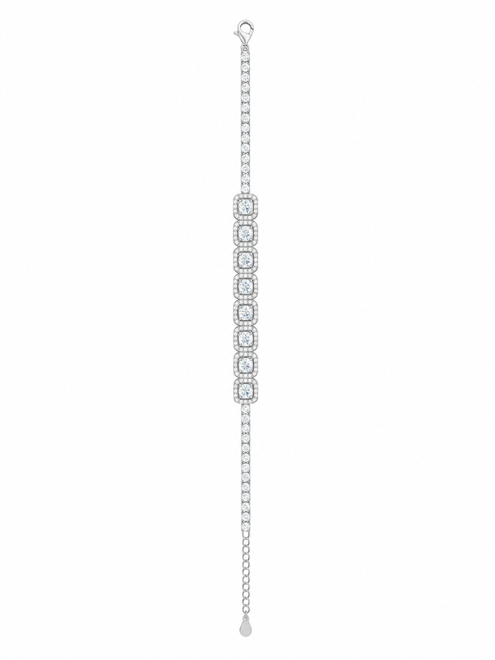925 Sterling Silver Classic Tennis Bracelet - Silver Finish - front view