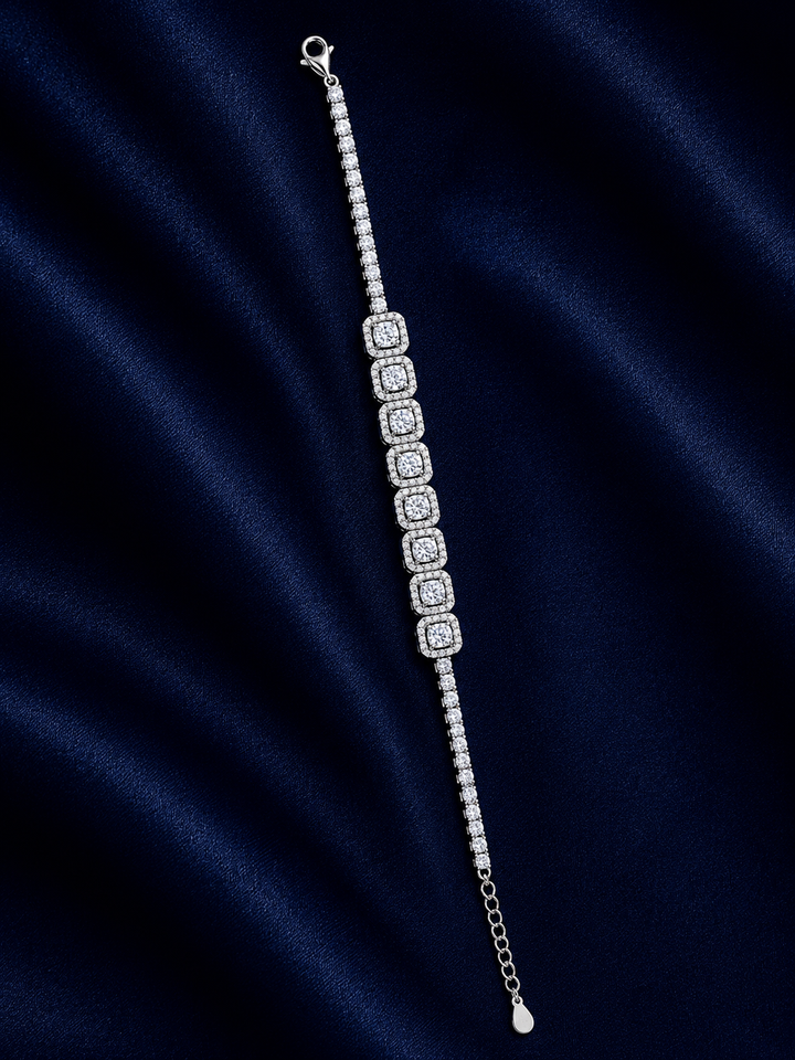925 Sterling Silver Classic Tennis Bracelet - Silver Finish - alternate view