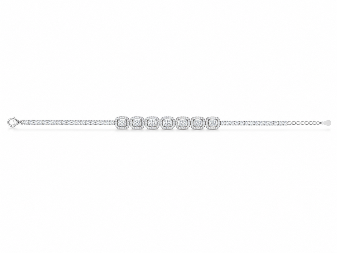 925 Sterling Silver Classic Tennis Bracelet - Silver Finish - alternate view